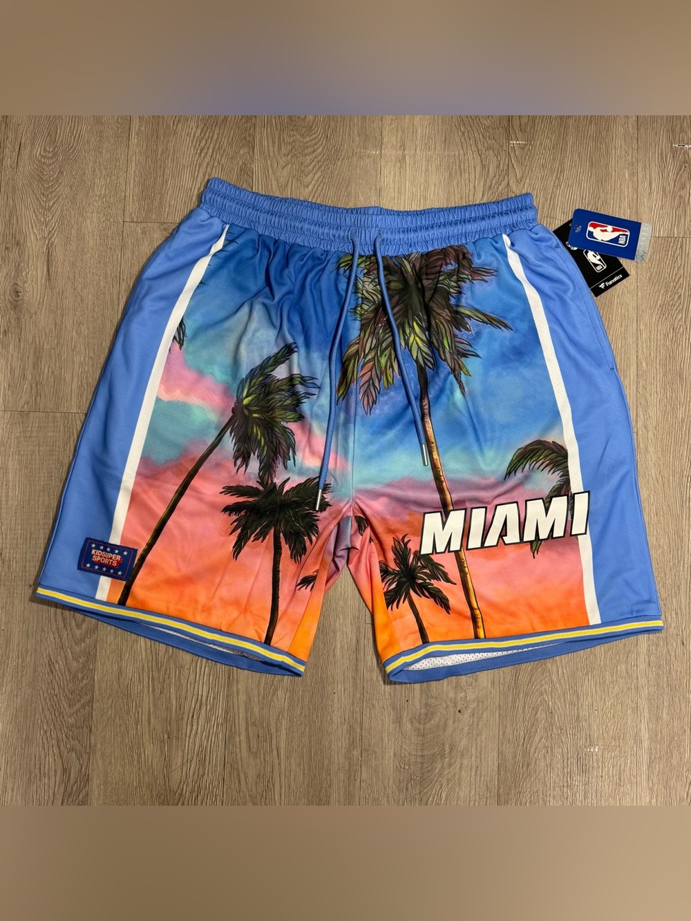 New Unisex NBA & KidSuper Studios Fanatics Blue Miami Heat Hometown Shorts L, XL